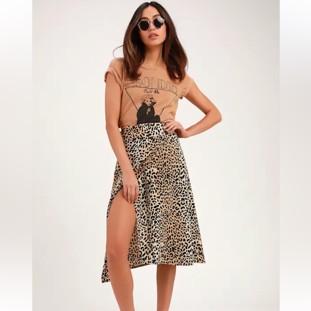 Faithfull the Brand Valois Brown Leopard Print Midi Wrap Skirt Size 4
